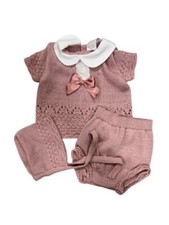 NEWBORN BABY GIRL SPANISH KNITTED OUTFIT GIRLS PINK WHITE BOXED PRAM GIFT SET*