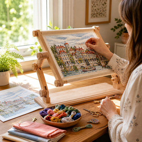 Wood embroidery stand - wood,
