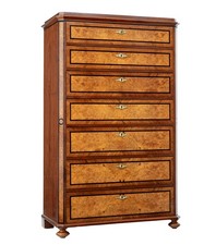 19TH CENTURY BURR WALNUT TALL CHEST OF DRAWERS