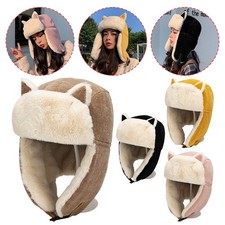 lady Faux Fur Corduroy Cat Ear