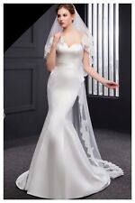 Wedding Bridal Ivory Cathedral Veil 2 Tier Soft Tulle Sequin Lace Edge With Comb