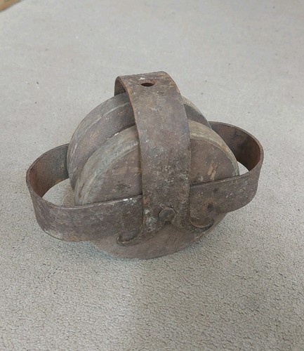 Antique wooden pulley wheel - antique,