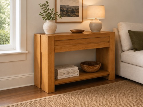 Solid oak console - solid, table