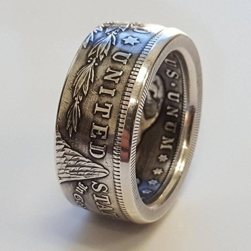 Silver dollar coin ring - silver,