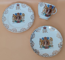 Queen Elizabeth II Coronation Tea Trio Cup Saucer Plate Porzellan Bavaria