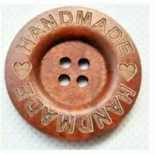 2 Large Wooden Handmade Heart Buttons 4 Hole 40mm Sewing Craft UK SELLER Dark