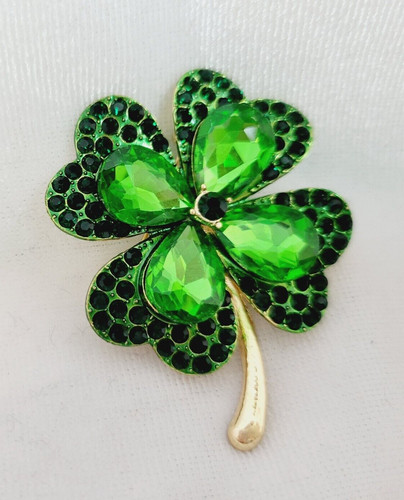 Shamrock brooch pin green - brooch,