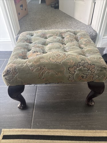 Vintage upholstered footstool - vintage,