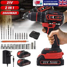 2 Battery 21V Brushless Cordless Drill Driver High Power Electric Screwdriver UK