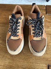 SALE £12 ~Zara Bloggers Favourite ~ Brown/Tan Animal Platform Wedge Trainers UK6