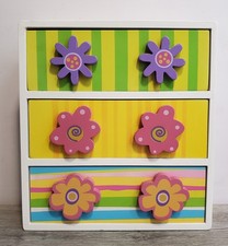 Bead Bazaar Mini Wooden Chest Drawers Multi Use Storage Jewellery Box 