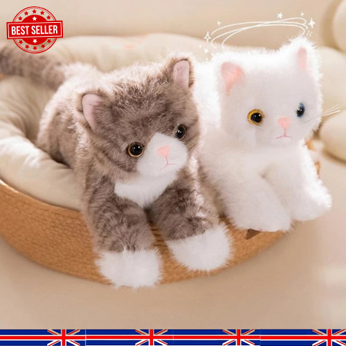 Cute realistic cat plush - cute, toy