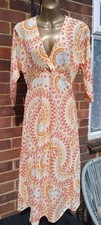 OLIVER BONAS UK SIZE 8 BOHO GEOMETRIC PRINT MIDI DRESS BOHEMIAN