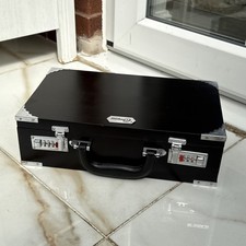 Portable wooden black suitcase - black,