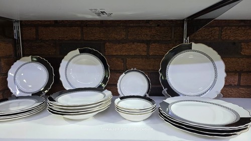 Black silver rim dinner - silver,