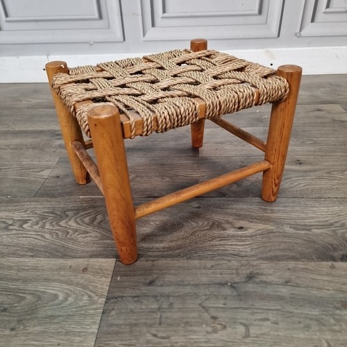 Vintage rush foot stool rustic - rush,