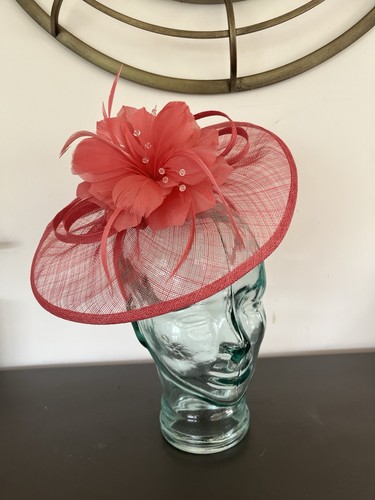 Coral fascinator new - coral,