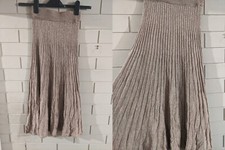 Marks and Spencer Pleated Knit Midi Skirt(LIGHT TAN MIX)(SMALL)RRP£18.50