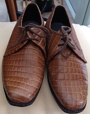 Vintage Mens Crocodile (Look) Leather Shoes & Soles  Size 40 (Small 7)