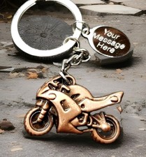 PERSONALISED MOTORBIKE MOTORCYCLE KEYRING -  BIKER BIRTHDAY CHRISTMAS GIFT