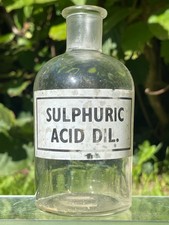 Vintage Empty Glass Acid Container Bottle Pot Decorative Chemist Science 