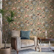 Gold Metallic Floral Wallpaper