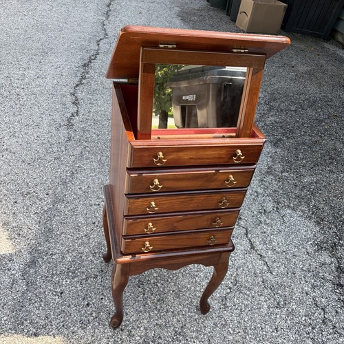 Vintage wood jewelry armoire - wood,