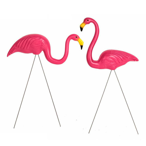 Garden flamingo pair ornaments - garden,