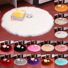Soft Rugs Faux Fur Round Carpet Non Slip Fluffy Sheepskin Rug Bedroom Mat UK NEW