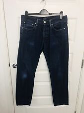 Jack & Jones Mens Jeans Dark Blue Slightly Distresses Size Large Straight Cut