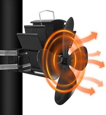 Stove Fan Flue Pipe Fan Heat Powered for Wood Burner & Fireplace Silent