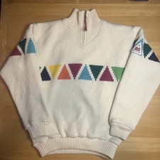 Vintage SOS Sportswear Of Sweden Mens Thermal Ski Jumper Sweater Cream Medium 