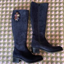 Moloh Blue Suede 2012 Royal Crest Badge Riding Boots UK 4.5 VGC US 6.5 EU 37