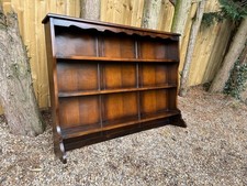 Vintage carved oak bookcase shelving dresser top country style 3 shelf
