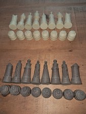 Vintage Medieval England and Scotland Heavy Polished Resin Chess Pieces - Rare