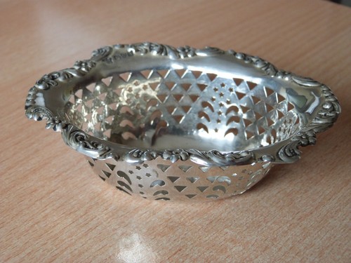 Antique silver pierced - silver, basket