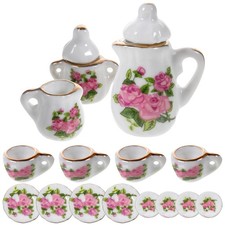 Miniature Dollhouse Miniatures Ceramic Tea Set Mini House Tea Cup Set