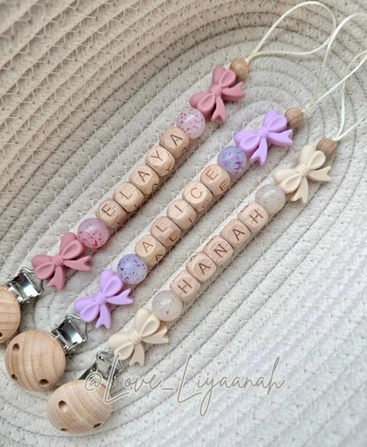 Personalised bow dummy clip - personalised,