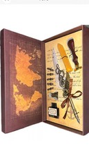 Peacock Quill Pen and Ink Set, Calligraphy Feather Pen Set with Wax Seal Stamp