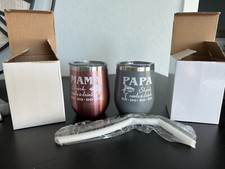NIB Mama & Papa Shark/needs a drink Stemless Wine Travel Drink Tumbler 12oz