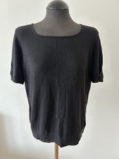 LADIES TOP JUMPER, Tu, size 18, black, short sleeve, square Neck