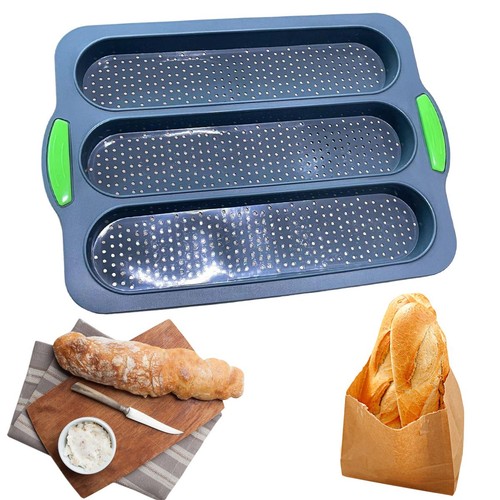 3slot non stick baguette pan - non-stick,