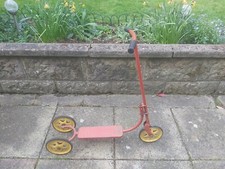 1950s Vintage MOBO 3-wheeled scooter, red. Unrestored