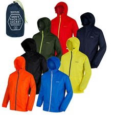 Regatta Mens Rain Pack Jacket Waterproof Breathable Hooded Packable Mac In Bag