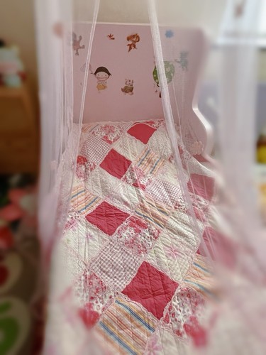 Pink patchwork quilt - quilt, baby