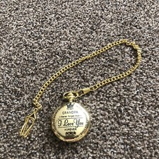 Pocket Watch With 15” Chain Engraved To  My Grandpa I Love You New All Working