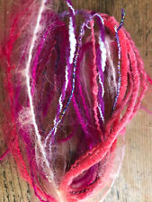 Vintage Pink Novelty Textured Yarn Mix Bundle Mohair Boucle Wool Lot Scrap Pack