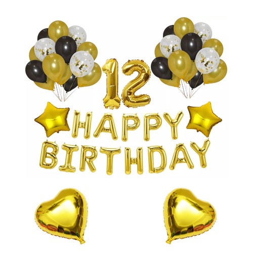 Black gold latex balloons - black,