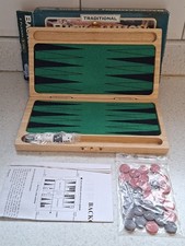 Traditional Travel Wooden Backgammon Set by Gibson Games VGC