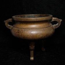 12.2 Inch large Chinese Xuande mark Bronze carving Person Censer Incense burner